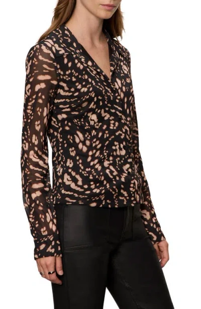 Sanctuary Fitted Mesh Button Down Shirt In Nocturnal In Blue