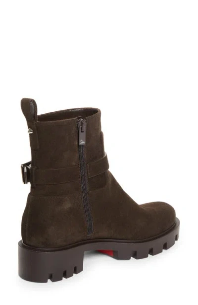 Christian Louboutin Dianouchette Suede Red Sole Ankle Boots In Brown