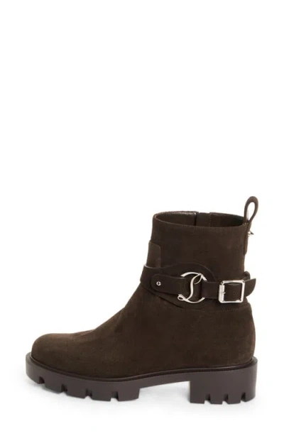 Christian Louboutin Dianouchette Suede Red Sole Ankle Boots In Brown