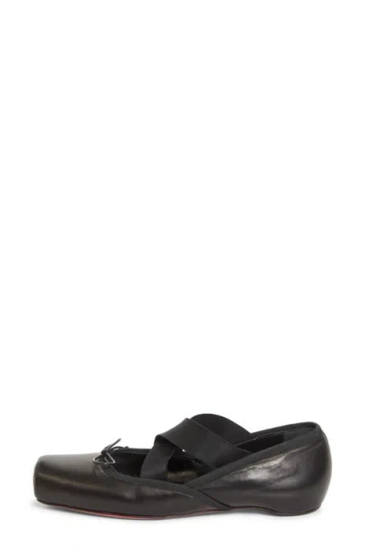 Christian Louboutin Cassiasticina Ballet Flats Bow Elastic Straps In Black