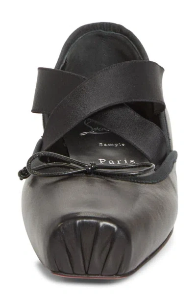 Christian Louboutin Cassiasticina Ballet Flats Bow Elastic Straps In Black