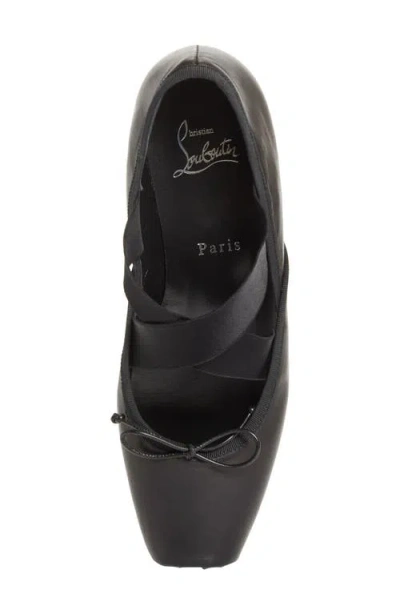Christian Louboutin Cassiasticina Ballet Flats Bow Elastic Straps In Black