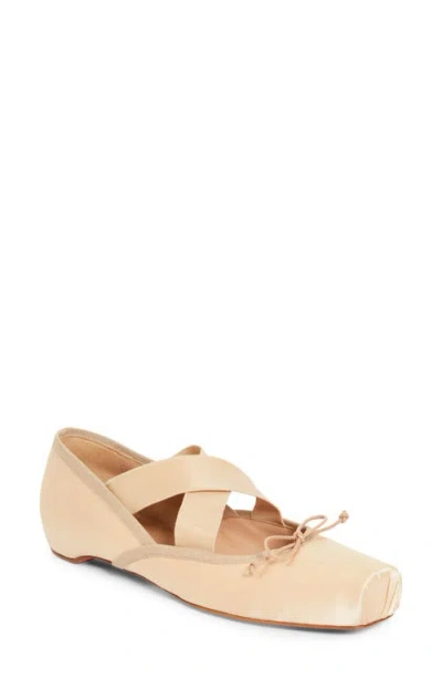 Christian Louboutin Cassiasticina Satin Ballet Flats In Neutral
