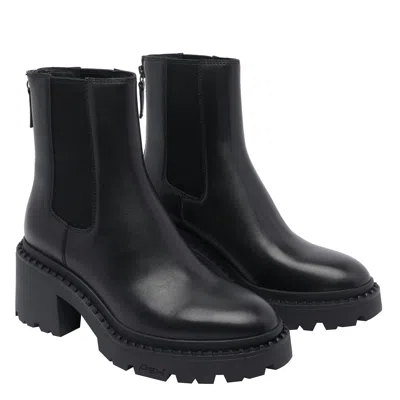 Ash Newton High Heels Ankle Boots In Black Leather In Black