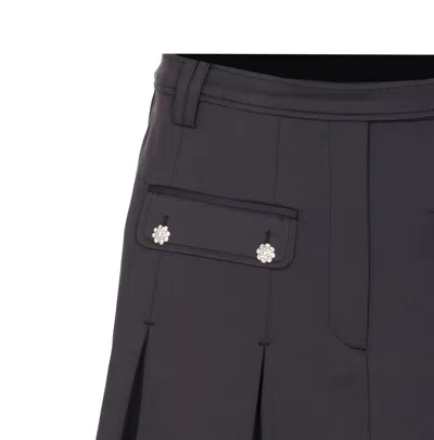 Ganni Black Pleated Mini Skirt In Gray