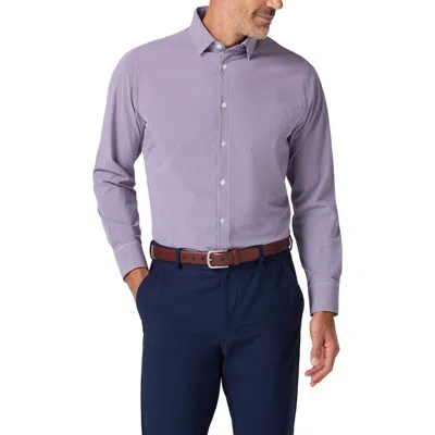 Mizzen + Main Mizzen+main Leeward Trim Fit Microcheck Performance Button-up Shirt In Purple