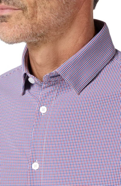 Mizzen + Main Mizzen+main Leeward Trim Fit Microcheck Performance Button-up Shirt In Purple