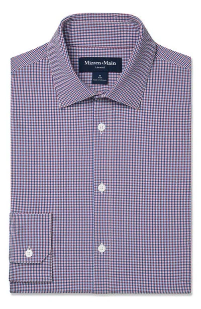 Mizzen + Main Mizzen+main Leeward Trim Fit Microcheck Performance Button-up Shirt In Purple