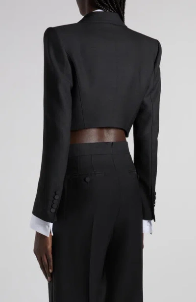 Tom Ford Double Breasted Cropped Tuxedo Jacket In Black