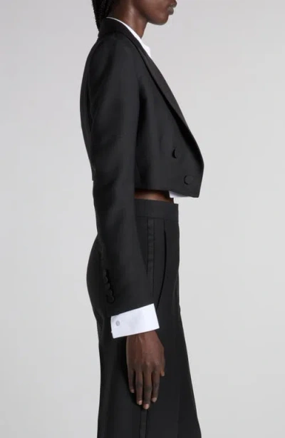 Tom Ford Double Breasted Cropped Tuxedo Jacket In Black