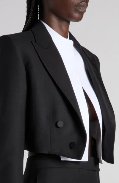 Tom Ford Double Breasted Cropped Tuxedo Jacket In Black