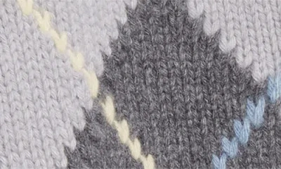 Thom Browne Argyle Intarsia Shrunken Virgin Wool Blend Cardigan In Gray