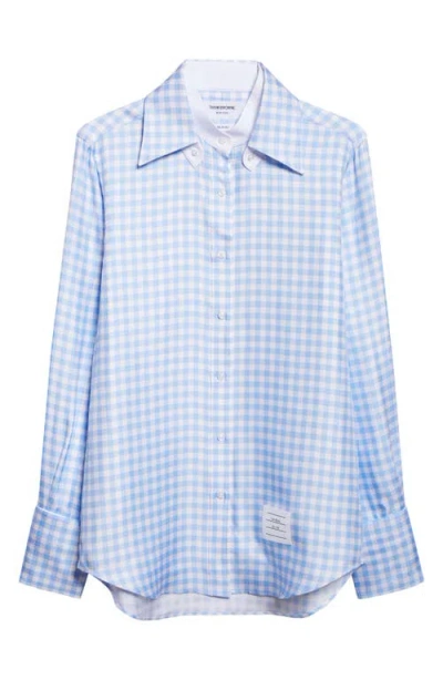 Thom Browne Gingham Silk Twill Button-up Shirt In Blue