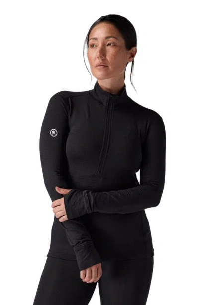 Backcountry Pines Microgrid Ultra-lt Baselayer 1/4-zip Top In Black