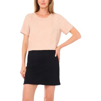 Vince Camuto Jacquard Short Sleeve Top In Neutral