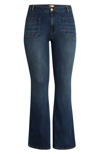 Kut From The Kloth Ana Patch Pocket Flare Jeans In Blue