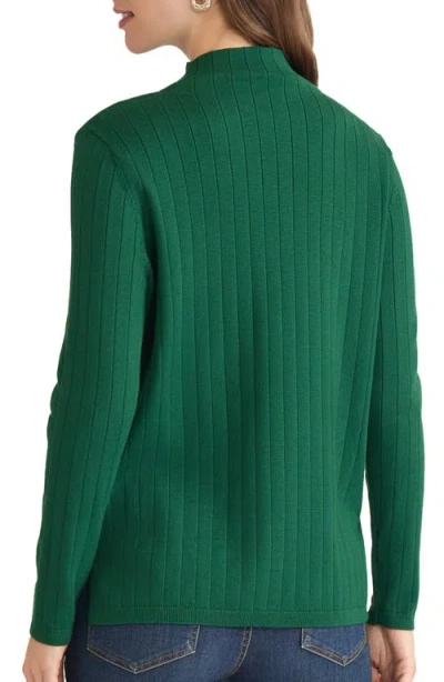 Jones New York Women's Wide Rib Funnel Neck Sweater In Green