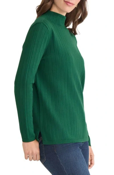 Jones New York Women's Wide Rib Funnel Neck Sweater In Green