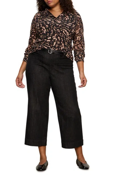 Sanctuary Fitted Mesh Button-up Shirt In Multi