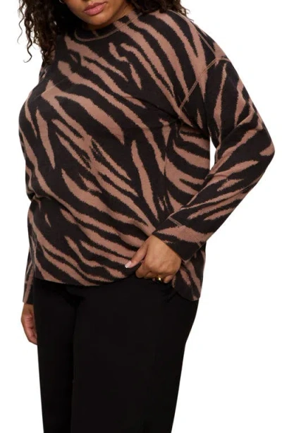 Sanctuary Zebra Stripe Crewneck Sweater In Animal Print