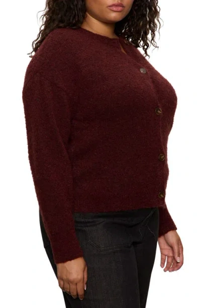 Sanctuary Bouclé Cardigan In Burgundy