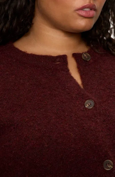 Sanctuary Bouclé Cardigan In Burgundy