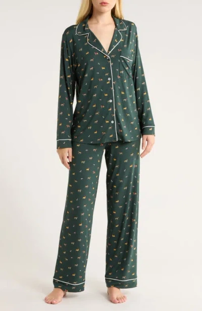Eberjey Gisele Printed Long Pajamas In Green