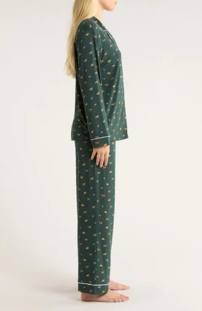 Eberjey Gisele Printed Long Pajamas In Green