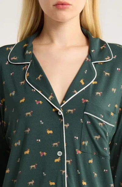 Eberjey Gisele Printed Long Pajamas In Green