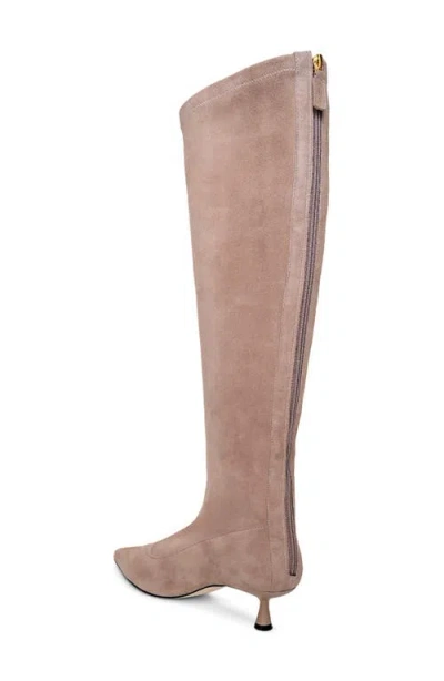 L'agence Emilie Pointed Toe Kitten Heel Knee High Boot In Neutral