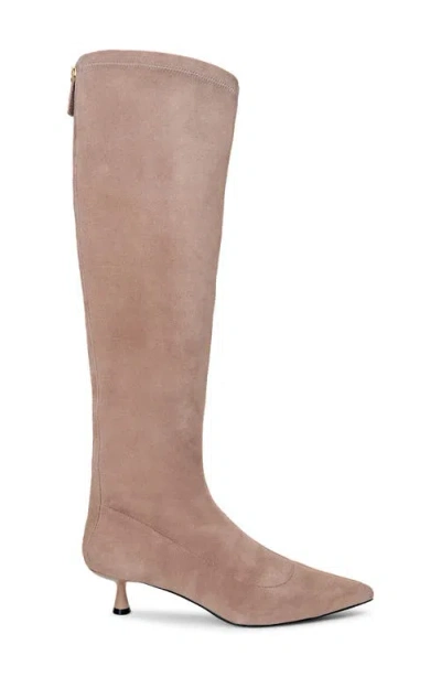 L'agence Emilie Pointed Toe Kitten Heel Knee High Boot In Neutral