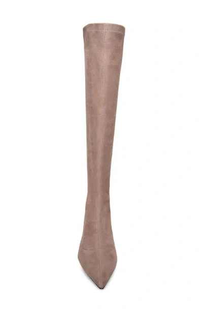 L'agence Emilie Pointed Toe Kitten Heel Knee High Boot In Neutral