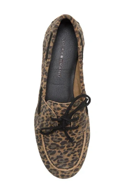 Lucky Brand Timini Leopard Print Suede Boat Shoe In Animal Print