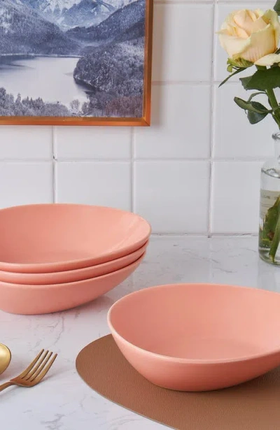 Stone Lain Delilah Porcelain 6-piece Pasta Bowl Set In Pink