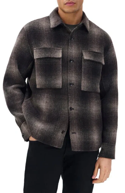 Rag & Bone Austin Plaid Wool Blend Flannel Button-up Shirt Jacket In Brown