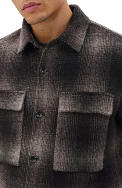 Rag & Bone Austin Plaid Wool Blend Flannel Button-up Shirt Jacket In Brown