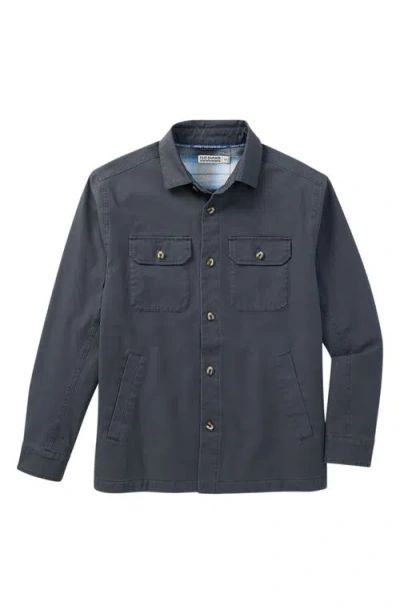 Fair Harbor Montauk Stretch Cotton Twill Shirt Jacket In Black
