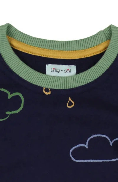 Lilly + Sid Organic Cotton Weather Print Sweatshirt In Blue