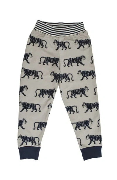 Lilly + Sid Organic Cotton Tiger Print Joggers In Multi