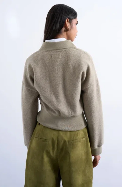 Topshop Lounge Quarter Zip Collared Pullover In Gray