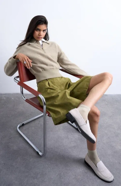 Topshop Lounge Quarter Zip Collared Pullover In Gray