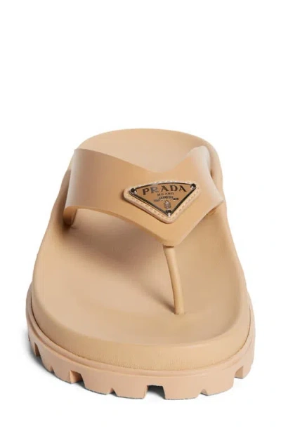 Prada Women's Rubber Thong Sandals In Neutral