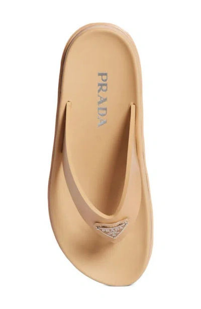 Prada Women's Rubber Thong Sandals In Neutral