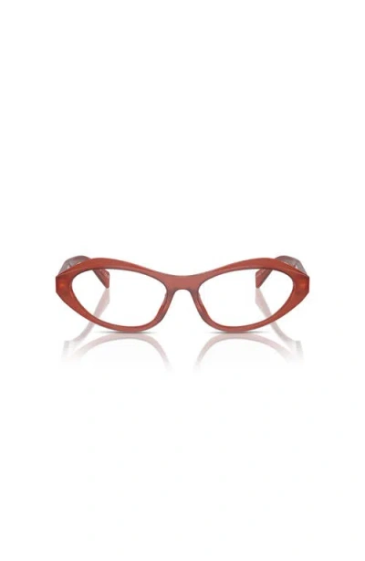 Prada 55mm Irregular Optical Glasses In Red
