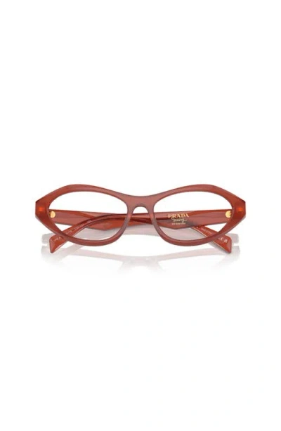 Prada 55mm Irregular Optical Glasses In Red