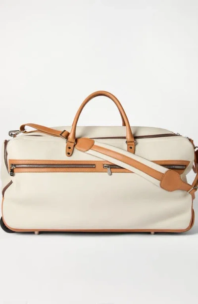 Brunello Cucinelli Grained Calfskin Trolley Bag In White