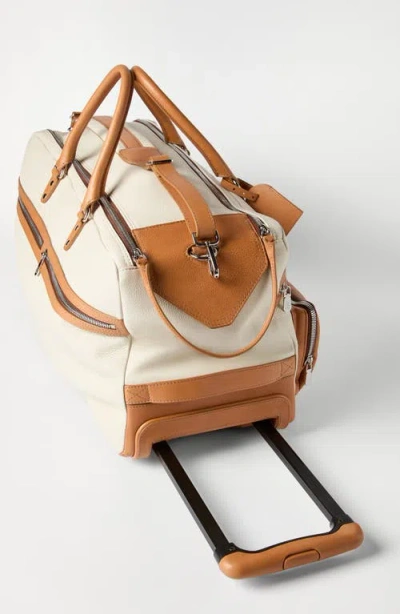 Brunello Cucinelli Grained Calfskin Trolley Bag In White
