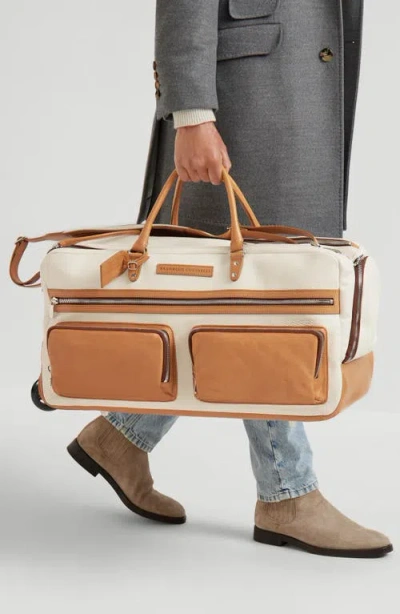 Brunello Cucinelli Grained Calfskin Trolley Bag In White