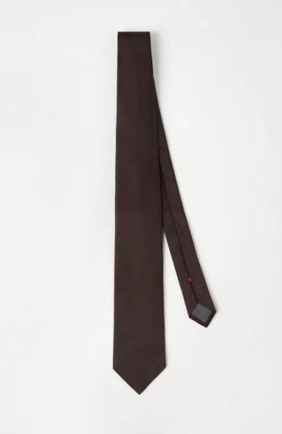 Brunello Cucinelli Silk Twill Tie In Brown