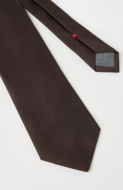 Brunello Cucinelli Silk Twill Tie In Brown
